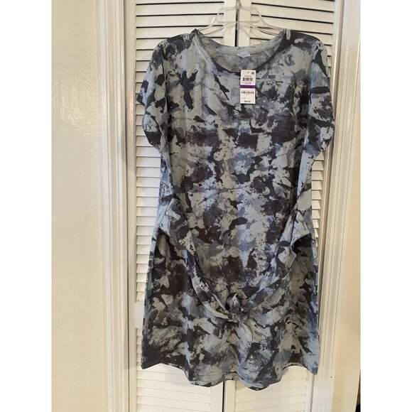 IDEOLOGY Pull Over Short Sleeve Blue Tie-Dye Knit T-Shirt Dress Size XXL  NWT - Picture 1 of 9